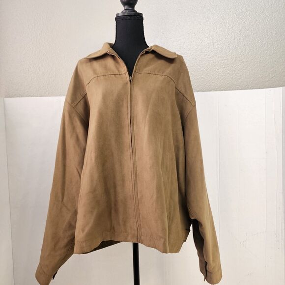 Murano Men's Brown Faux Suede Bomber Jacket Size XL Cowboy Western Pockets X0524 - Picture 1 of 11